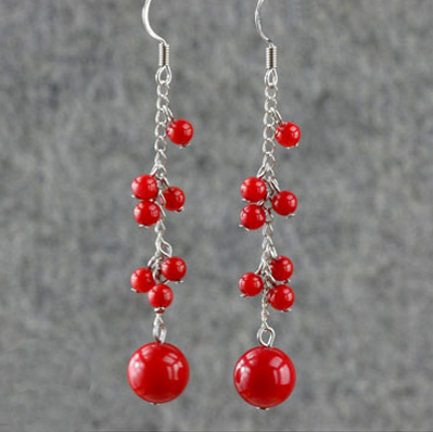 Red Coral Alloly Earring