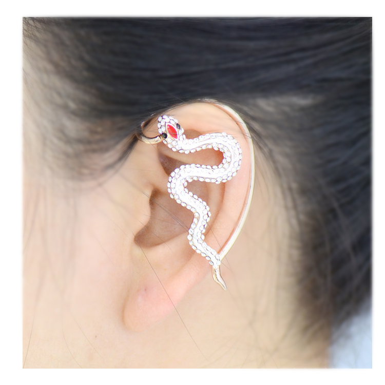 [Fashion curve rhinestone snake] Ear cuff
