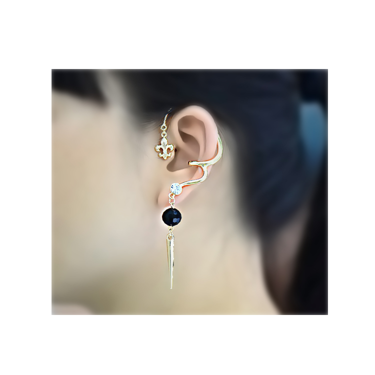 [Black Crystal Rivets] Ear cuff