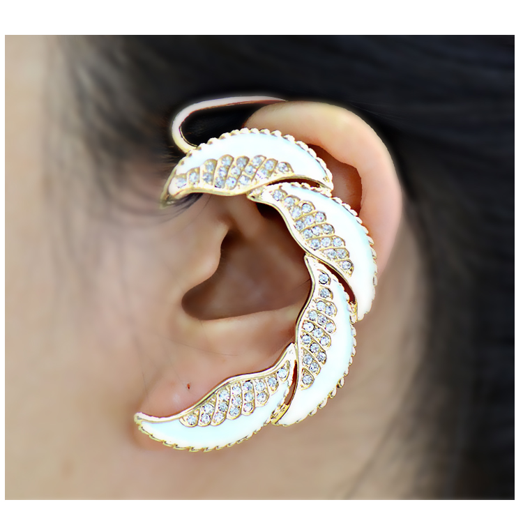 [Drip rhinestone leaf] Ear cuff